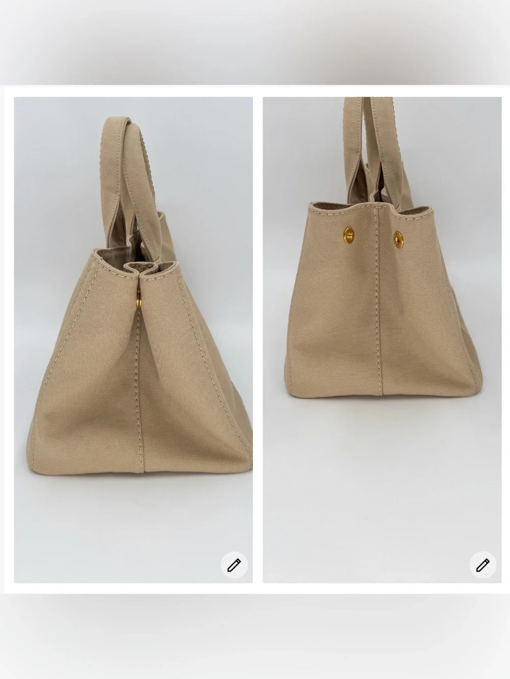 Prada Canapa Large Khaki Tote w/Dust Bag and Entrupy COA Very Good Condition - Picture 12 of 16